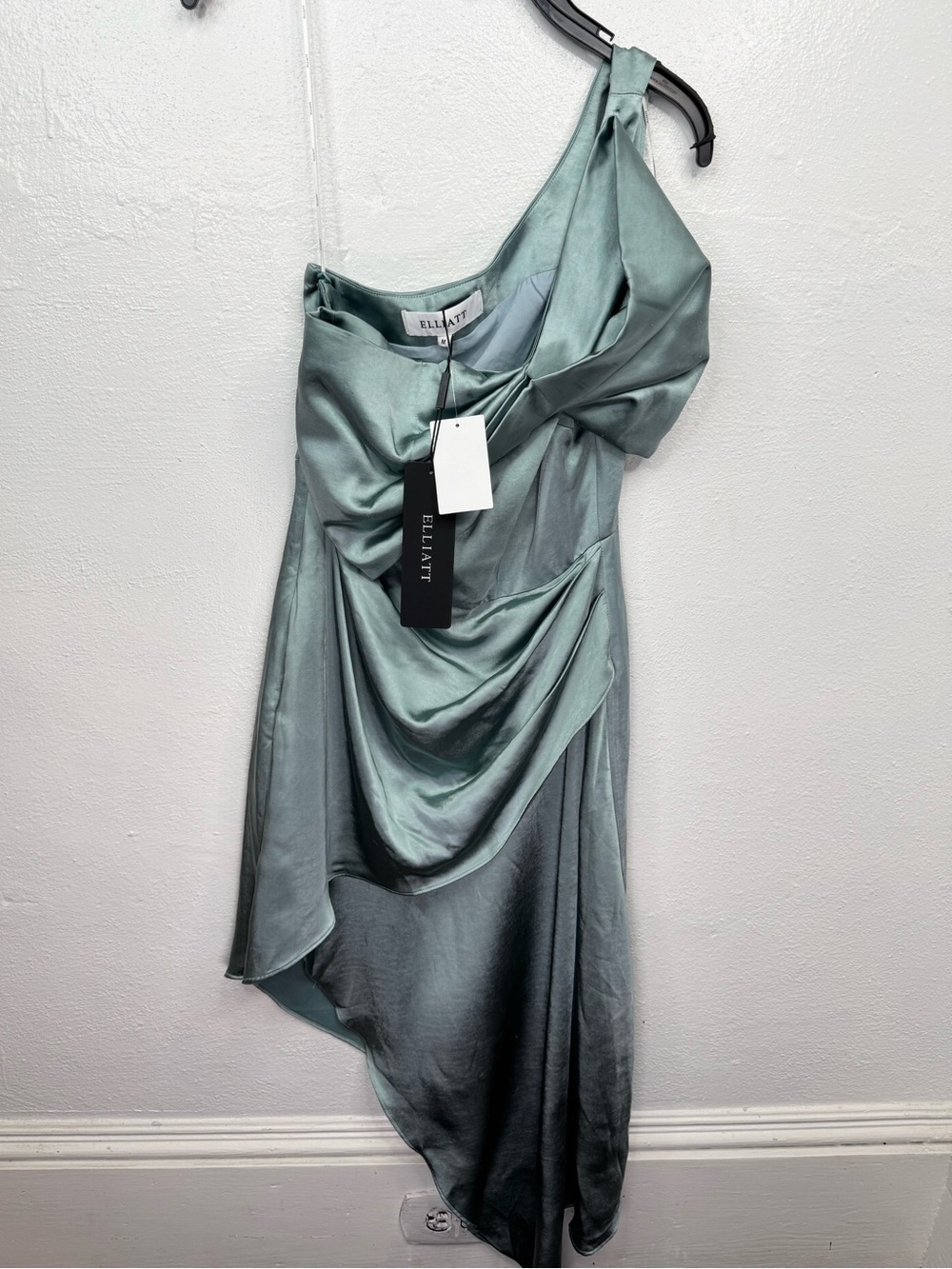 Elliatt One Shoulder Cocktail Dress Womens Size M Arctic Blue Asym Hem